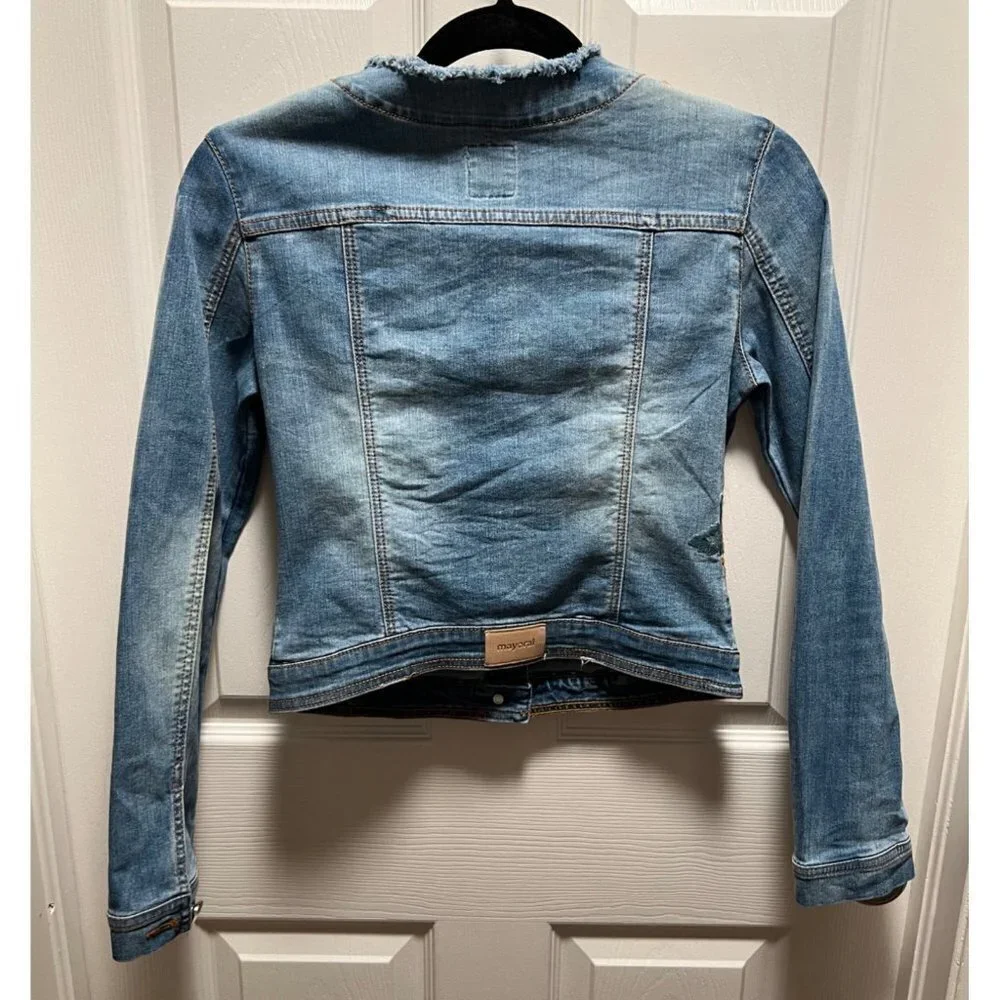 Mayoral | Denim Jean Jacket Embroidered‎ Flowers Sz 16 Girls